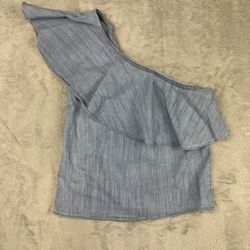 Alice + Olivia Womens Size XS Ruffled One Shoulder Sleeveless Blouse Top Blue