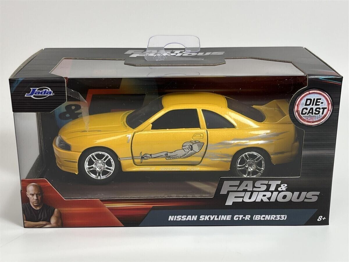 JADA FAST & FURIOUS LEON'S NISSAN SKYLINE GT-R R33 1/32 SCALE YELLOW
