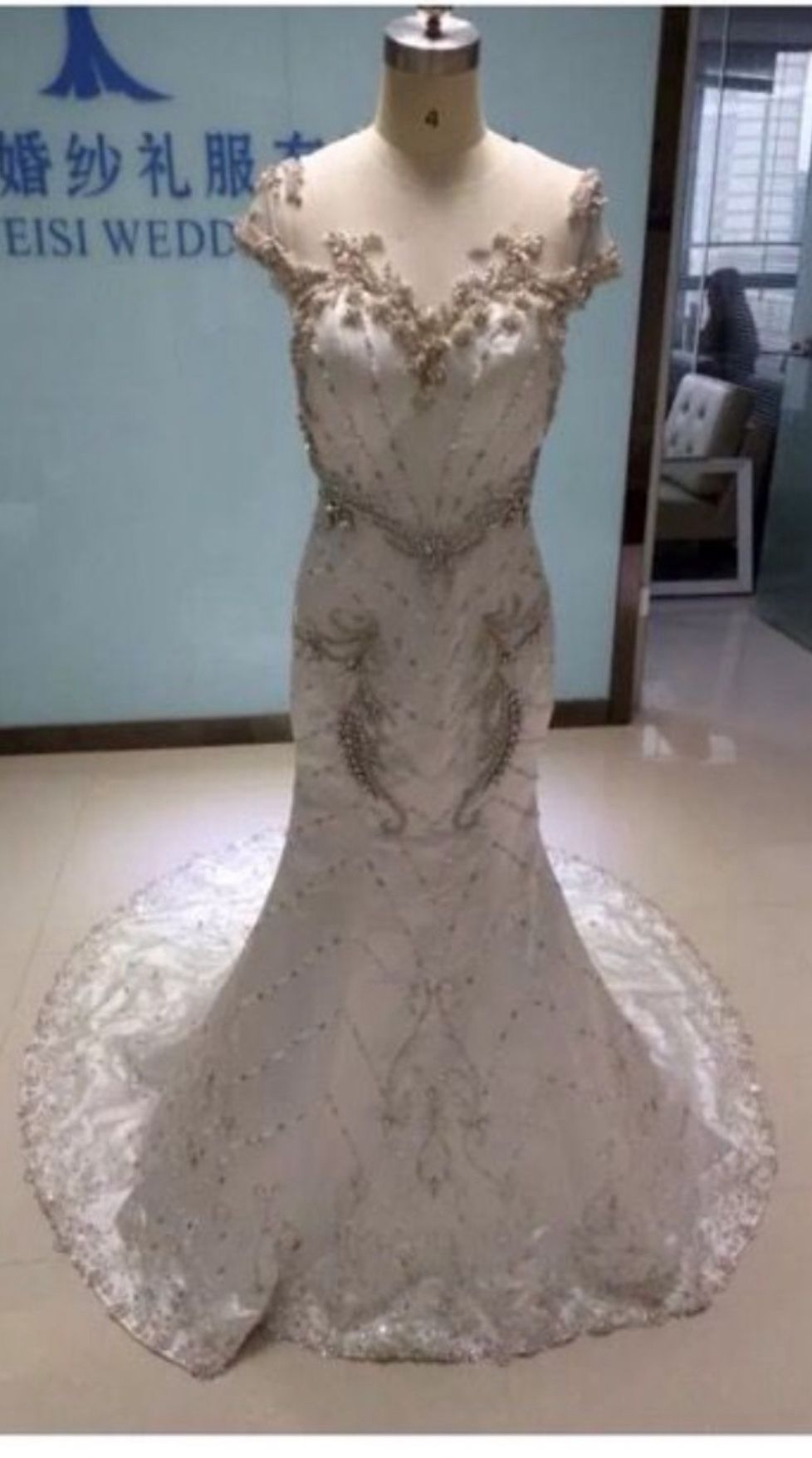 Custom Made Mermaid Style Wedding Dress slim Size 10