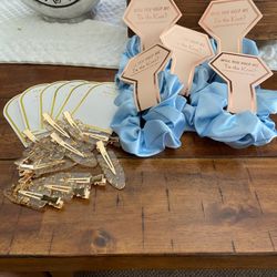 Bridal Party Hair Accessories 5 Hair Ties,  12 Hair Clips and 6 Tags To Go With Them