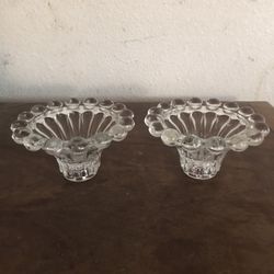 Pair Of Crystal Candle Holders