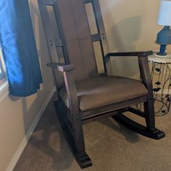 Savannah Rocking Chair by Sunny Designs – Dark Wood, Leatherette Cushions