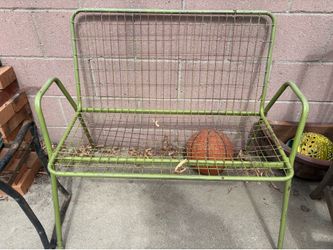 Vintage Green Metal Wire Garden Bench