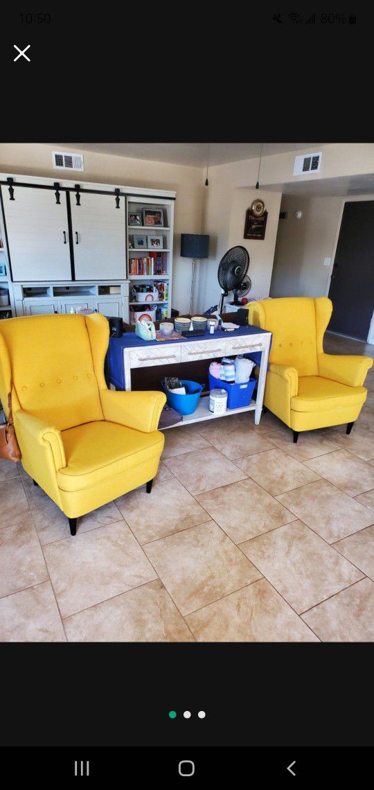 Ikea Ikea “Strandmon” Wing Chairs (2)- Yellow
