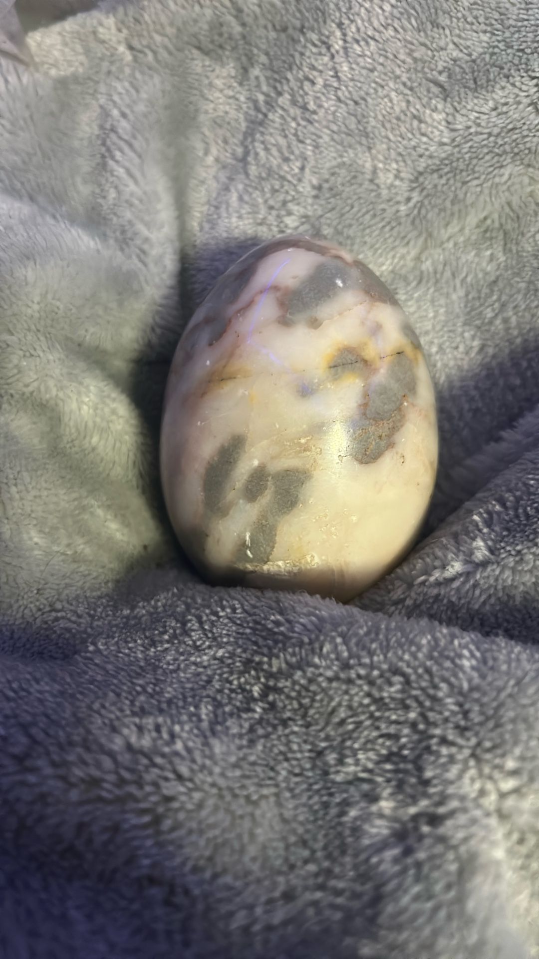 Creamy Ocean Jasper White Crystal Egg