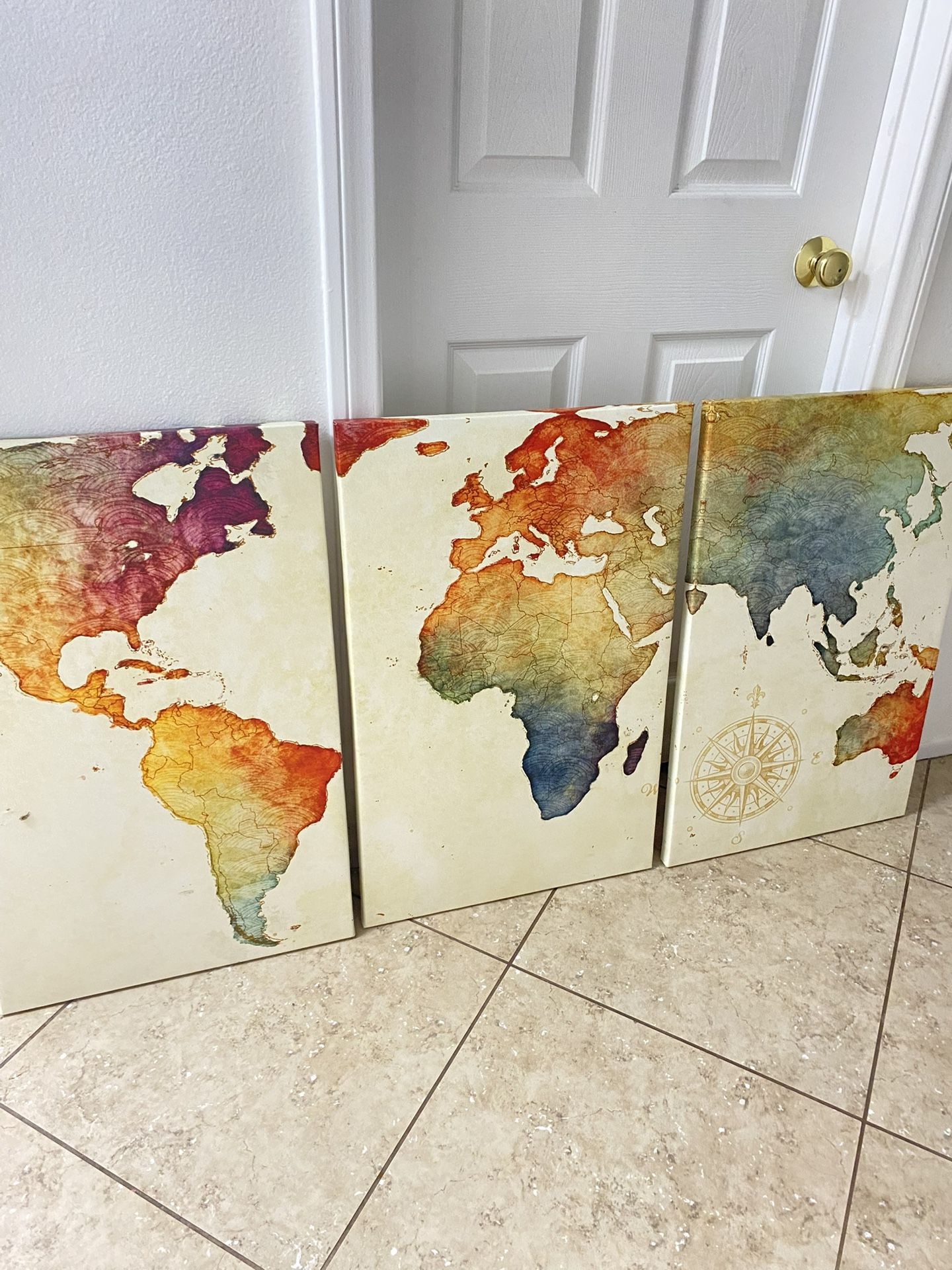 3 Pc Map Wall Art 