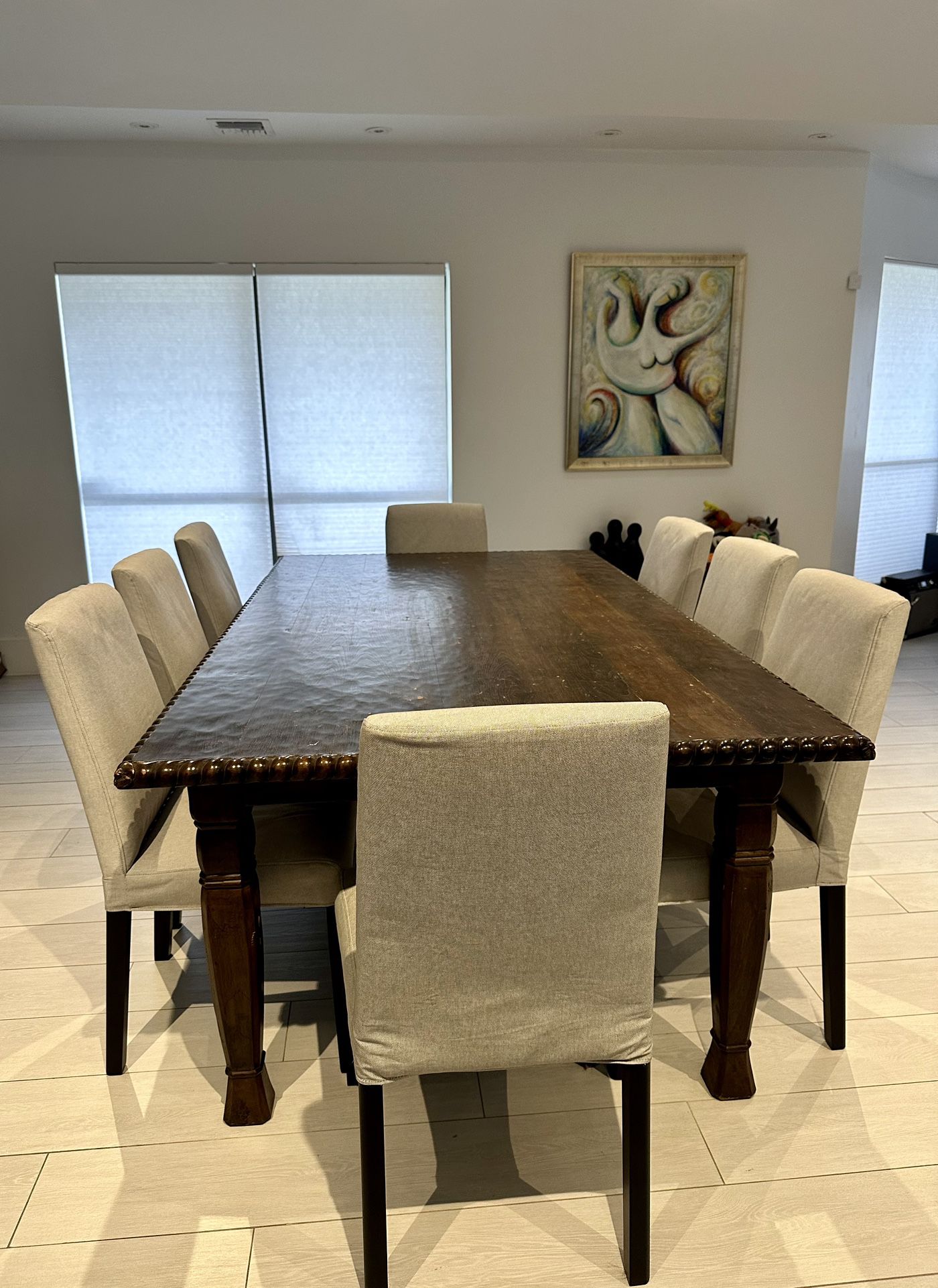 Wood Dining Table And 8 Chairs