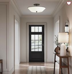 Semi-Flush Ceiling Light White Glass Shade