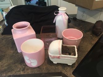 Pink Baby Girl Vase Lot