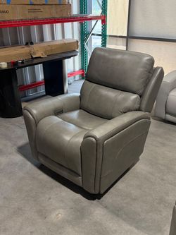 Gray Leather Power Recliner Chair