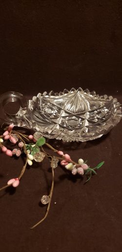 VINTAGE CUT GLASS CHAMBER CANDLE HOLDER