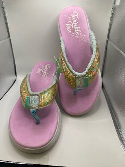 Size 2, Skechers Twinkle Toes light-up flip-flop sandals