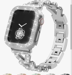 Rhinestones Encrusted Metal Bracelet and Case