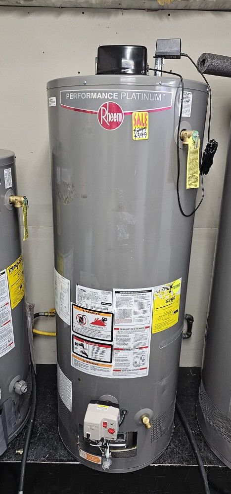 NEW 50 GALLONS GAS WATER HEATER RHEEM PLATINUM YEAR WARRANTY