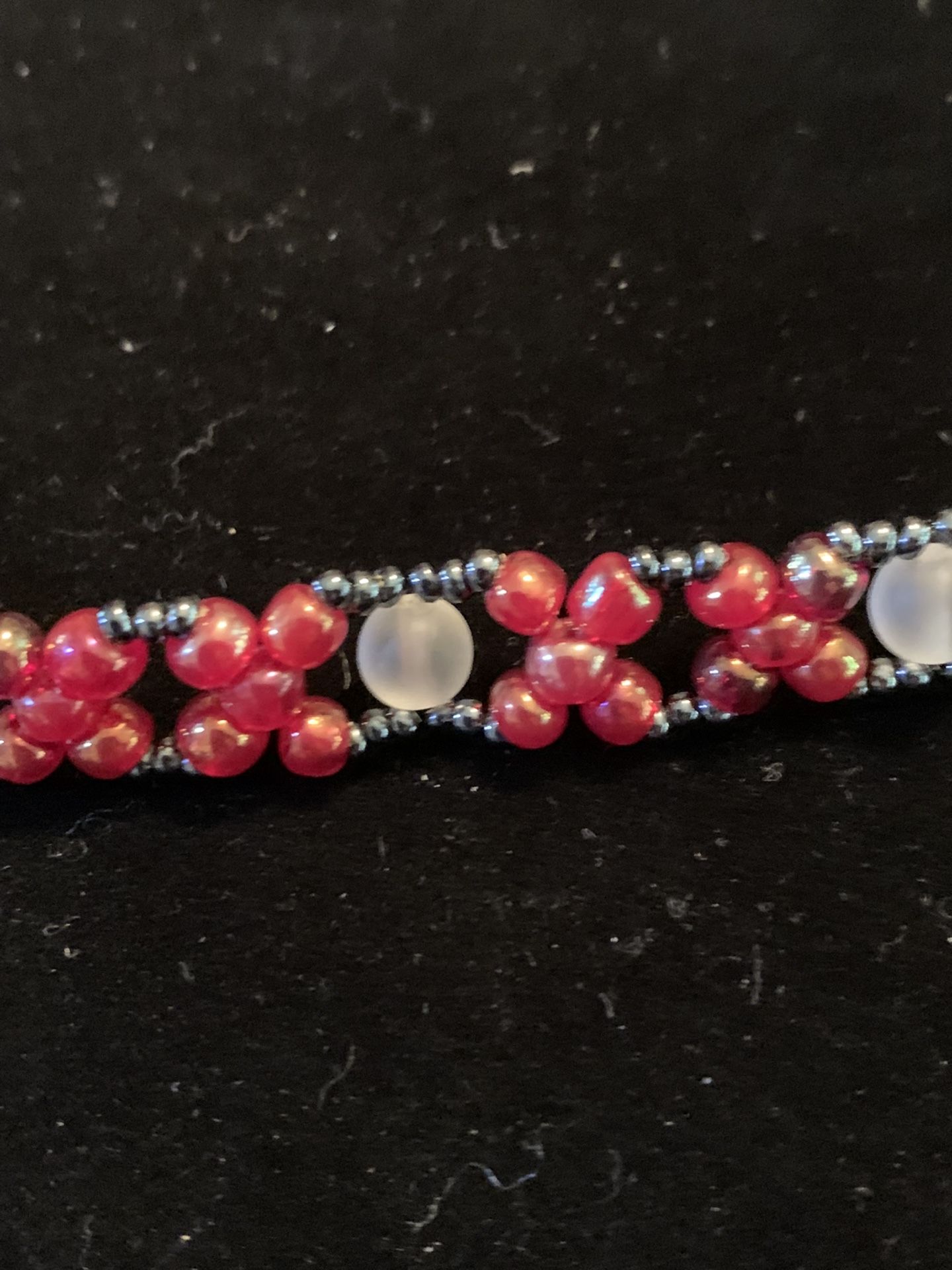 Red Choker Style Beaded Necklace