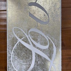 Brand New Canvas Wallart -Love- Very Nice Sparkly Gold 