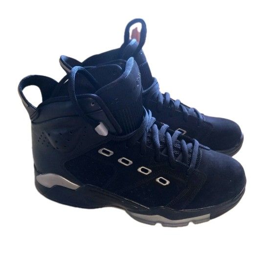 Nike Air Jordan Size 8.5 Black And Metallic With Crease Protectors