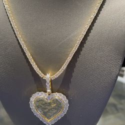 Silver Moissanite Chain With Picture Pendant 