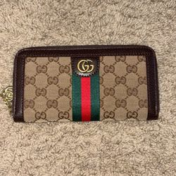 Gucci Ophidia GG Supreme Canvas Zip Around Wallet