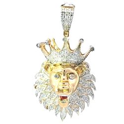 Majestic Lion Pendant 10K Yellow Gold 1.0ctw Diamond