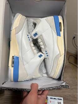 Size 6.5Y - Nike Air Jordan 3 Lucky Shorts White UNC Blue )