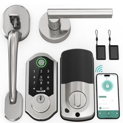 Hornbill Smart Door Lock Set: WiFi Deadbolt with Handles, Alexa, & Fingerprint