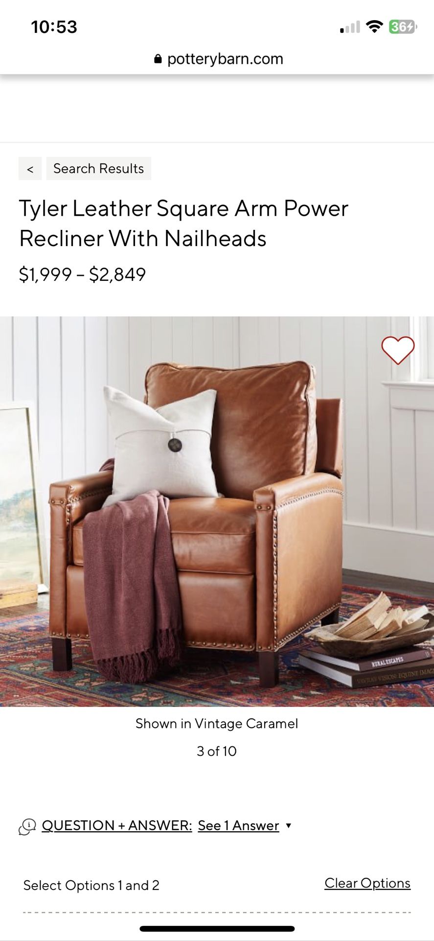 Tyler leather square on sale arm recliner
