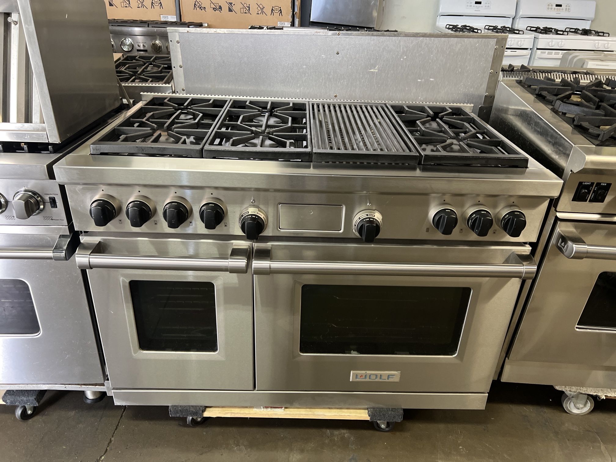 Wolf 48”Wide Dual Fuel Range Stove Stainless Steel With Grill 