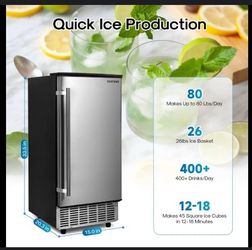 Joy Pebble Commercial Under-Counter Ice Maker - 80 lbs/Day - Self-Cleaning
