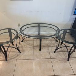 Glass Coffee Table and 2 Side Tables