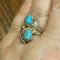 Sterling Silver  Turquoise Vintage, Handmade Southwest Style Ring Size 6.5 