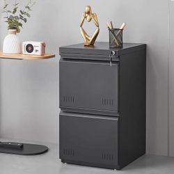 2 Drawer File Cabinet with Lock, Vertical File Cabinets for Home Office, Printer Stand, Heavy Duty Steel Office Storage Cabinet for Letter/Legal/A4, A