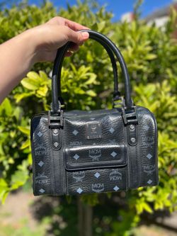 MCM Black Leather Top Handle Bag