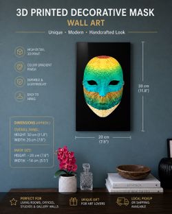 3D Printed Decorative Mask Wall Art – Color Gradient Relief Panel (Handcrafted Look)