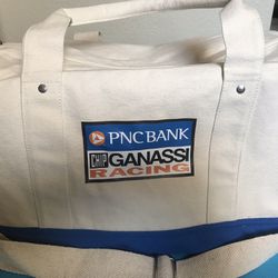 NEW!! PNC - CHIP GANASSI RACING Small Canvas Duffle Bag - Natural/Royal Blue -New
