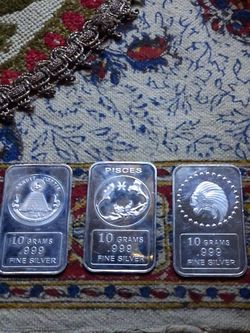 Three (3) 10 Gram Silver Bullion Bars .999 Fine