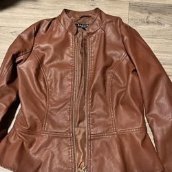 Baccini Brown Faux Leather Jacket 