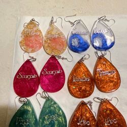 ✨Handmade Teardrop Zodiac Earrings -Unique Resin Magic✨