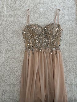 Blush Sequin Bodice Formal Gown