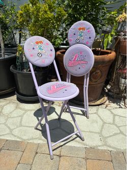 2 Purple Foldable Chairs