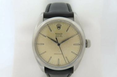 ROLEX OYSTER ROYAL VINTAGE S/STEEL CASE REF 6426 WHITE SATIN TROPICAL DIAL 35MM