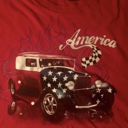 Very Cool Patriotic Stars & Stripes Hot Rod America T-Shirt Size 2 X