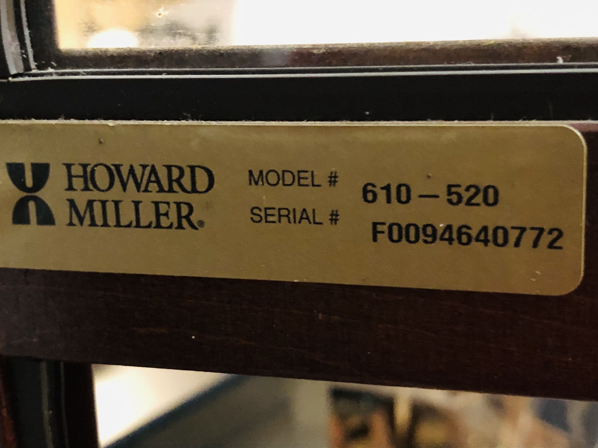 Howard Miller Grandfather Clock Movement, Dial & Chime Rods 610520