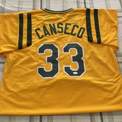 Jose Canseco Autographed Signed Pro Style Baseball Custom Jersey JSA COA 