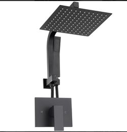 Matte Black Rain Shower System with Hand Shower