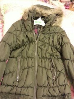 Girls brand new large winter jacket olive green