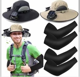 Glitopper 2 Set Solar Hat with 2 Fans and Arm Sleeves