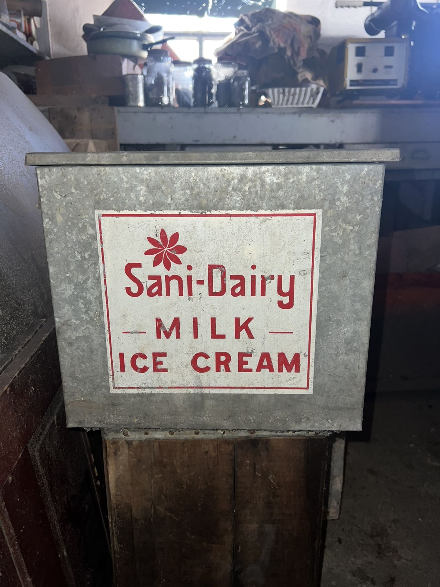  Vintage Sani-Dairy Metal Milk Box