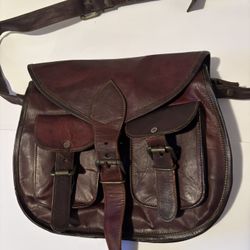 Leather Satchel Messenger Bag 