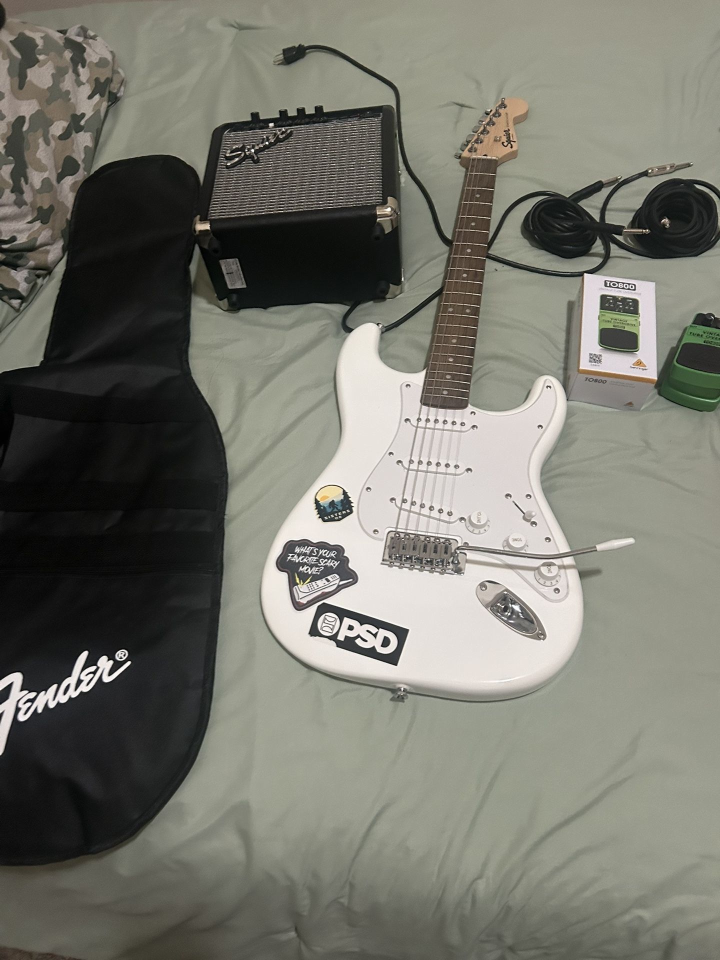 Squier Stratocaster Guitar Pack with overdrive pedal